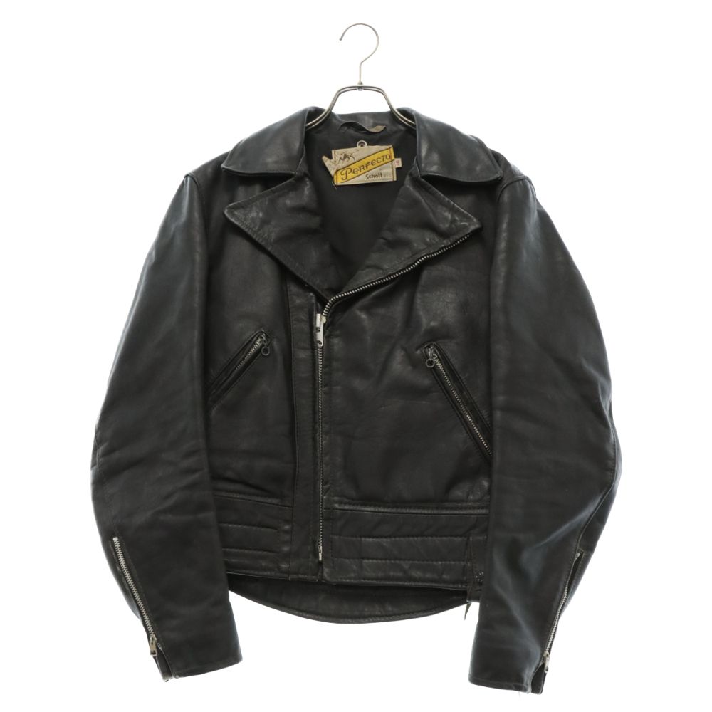 SCHOTT (ショット) 70S VINTAGE ヴィンテージ 牛タグ ダブル レザー ライダースジャケット ブラック