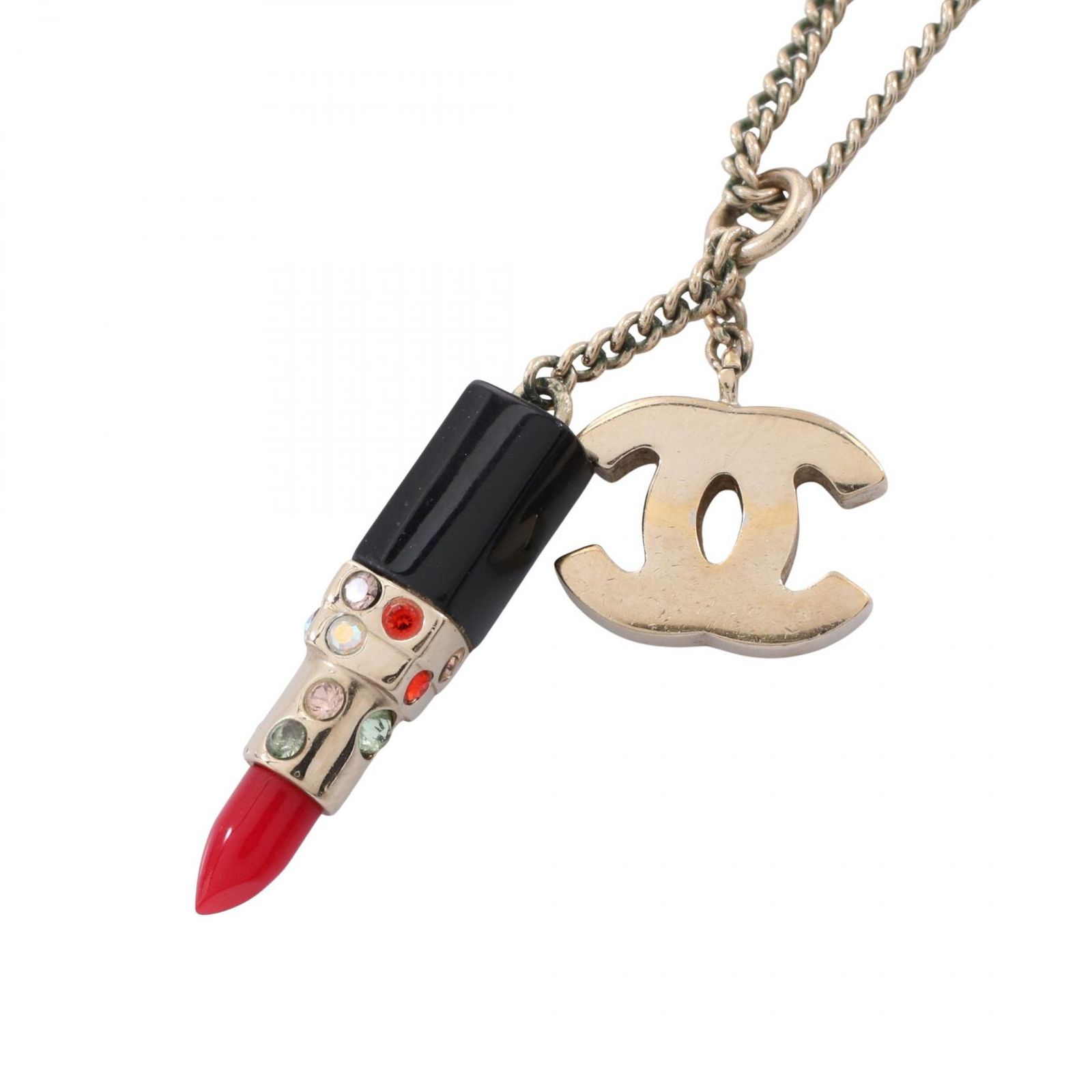 シャネル CHANEL ネックレス ココマーク リップスティック 05P GP ゴールドメッキ ネックレス レディース Used B