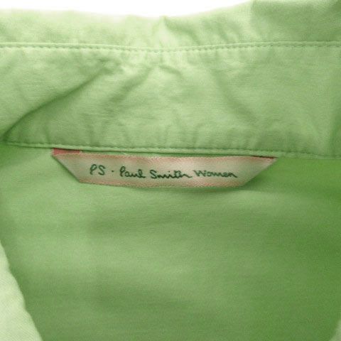 ポールスミスウィメン Paul Smith WOMEN シャツ ロゴ刺繍 長袖 シングルカフスボタン ストレッチ コットン混 グリーン系 緑系 40 Paul Smith WOMEN シャツ ロゴ シングルカフスボタン 緑系 40の