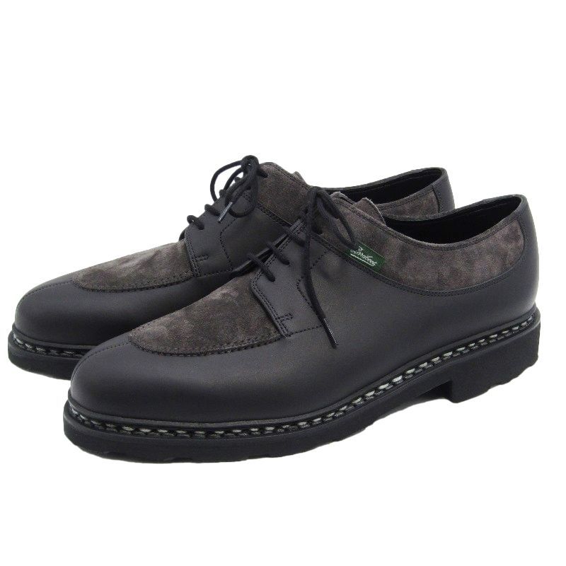 未使用 PARABOOT パラブーツ UK8 Uチップシューズ 203503 AVIGNON リスレザー スエードコンビ アヴィニョン 外羽根 黒 NOIR 35004043