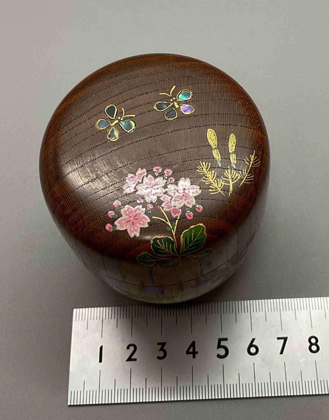 S9 佐々木麗峰 欅中棗 棗 なつめ 春草に蝶蒔絵 蒔絵 螺鈿入