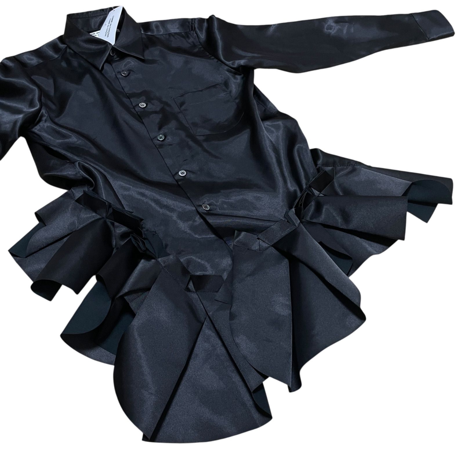 定価59400円 COMME des GARCONS サテンフリル付きシャツ RO-B019