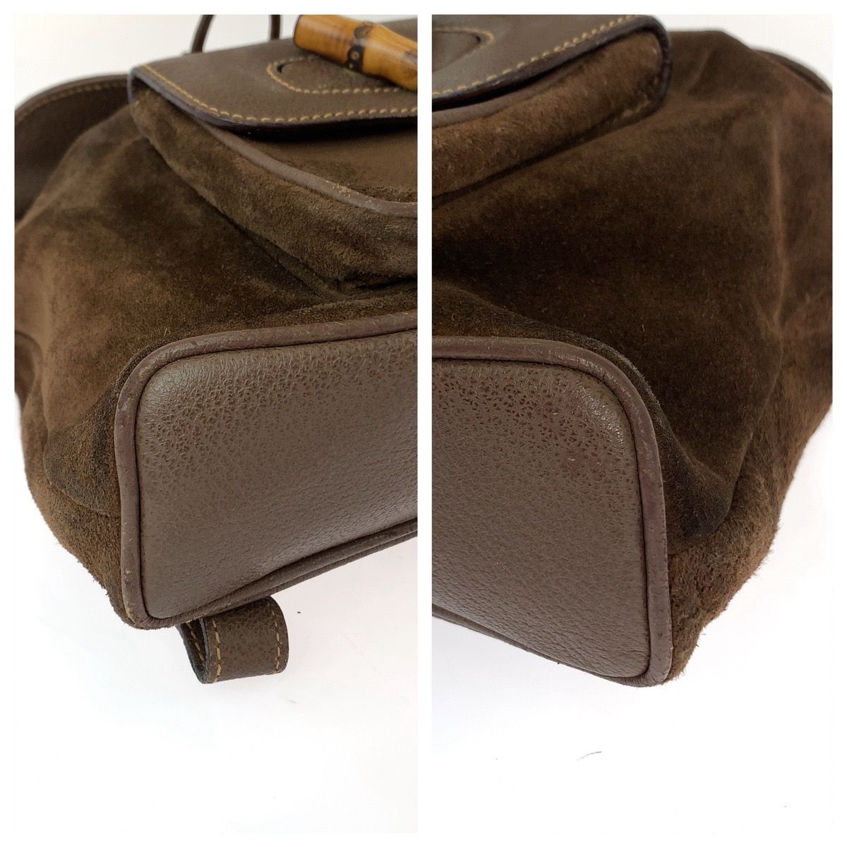 GUCCI グッチ バンブー ブラウン ゴールド金具 スウェード 003 1705