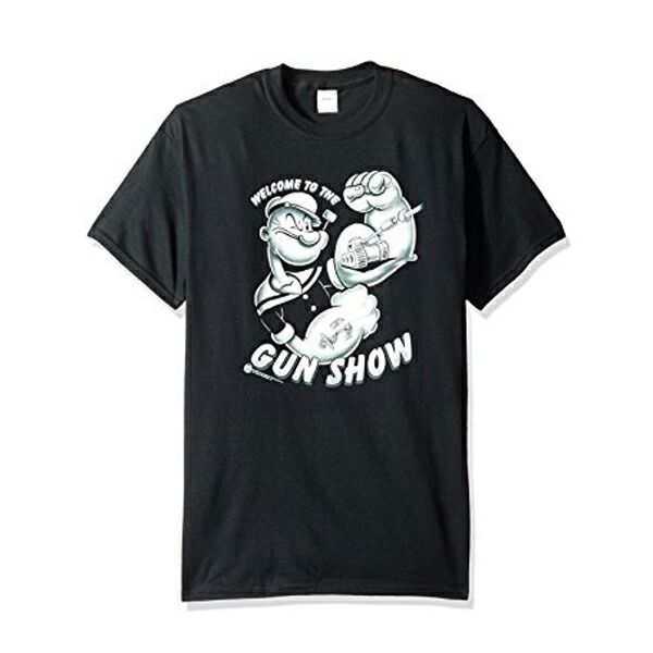 POPEYE ポパイ ガンショー 半袖 Tシャツ ブラック S(日本規格のM相当) M(日本規格のL相当) サイズ