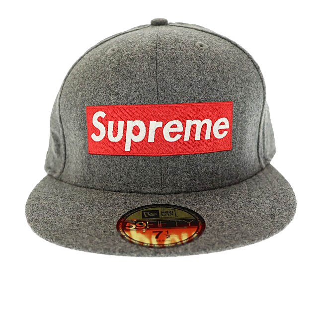 シュプリーム SUPREME ×Loro Piana ロロピアーナ 11AW Box Logo New Era ボックス ロゴ 刺繍 ニューエラ ベースボール キャップ 帽子 7 1|2 グレー ブランド古着ベクトル AA ▲251006
