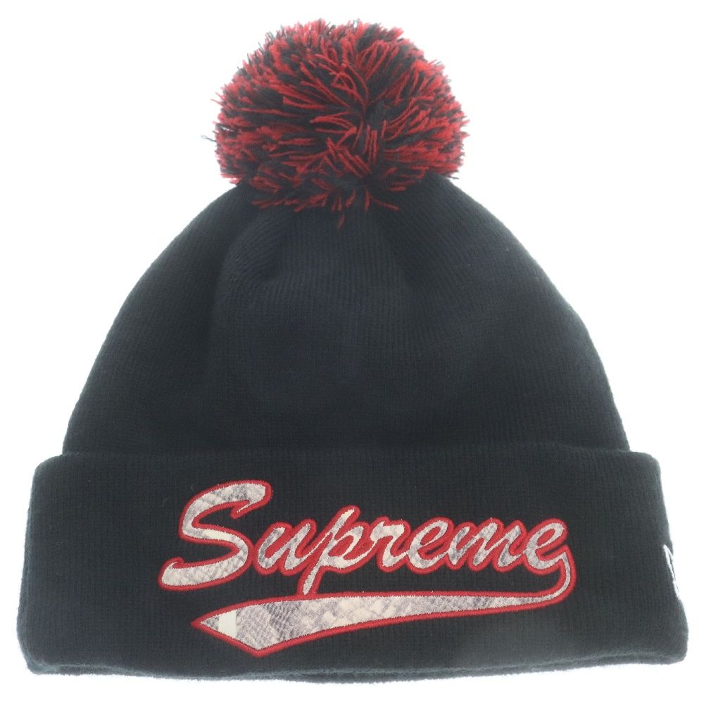 SUPREME (シュプリーム) 17AW ×New Era Snake Snake Script Beanie ニューエラコラボ スネークスクリプトビーニー ニットキャップ ブラック