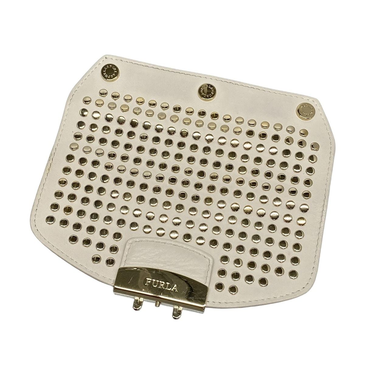 FURLA フルラ 小物 - ベージュ×ゴールド フラップ メトロポリス 用フラップ スタッズ レザー