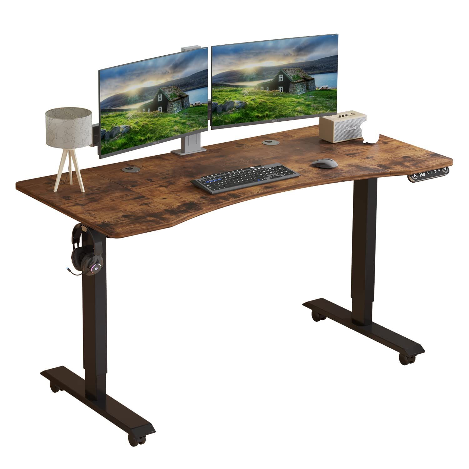 人気商品 高さ 電動式 71-117CM PCデスク 昇降デスク パソコンデスク 電動式スタンディングデスク 調節 幅140CM×奥行76CM つくえ 電動昇降式机 高さメモリー機能付き パソコンラック デスク BilBil