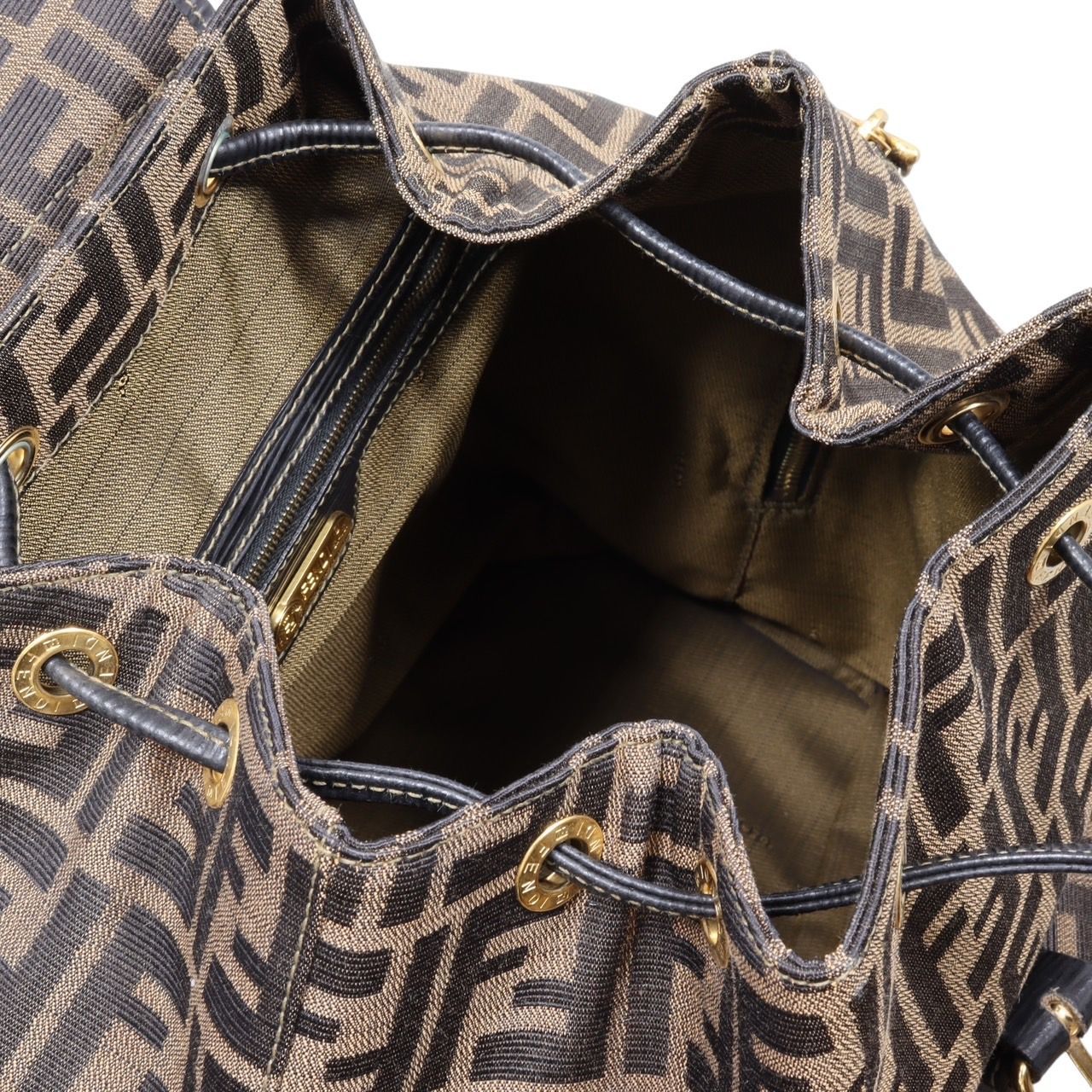 FENDI フェンディ ズッカ バッグパック ロゴ 総柄 キャンバス レザー 