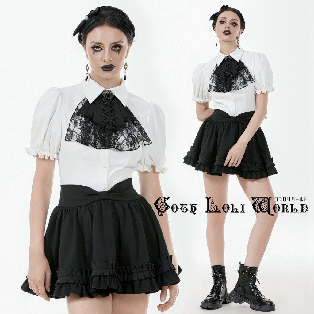 yori ヨリ フクレフレアブラウス ブラック 36 yori フクレフレア