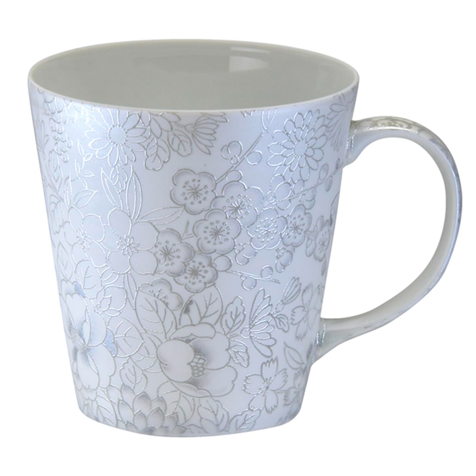 【在庫処分】電子レンジ対応 光友禅 約380ml うすづくり 銀 マグ シルバー マグカップ 日本製 美濃焼 HYM-3053E