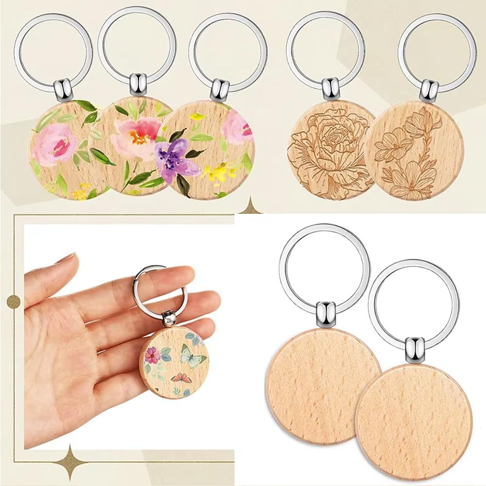 新品 [YBGGJO] 木製キーホルダー 丸 15個セット 番号札 荷札 円