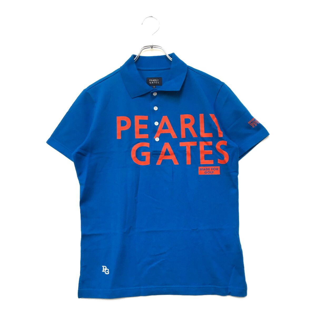 中古 メンズ パーリーゲイツ PEARLY GATES 半袖ポロシャツ 4(M) 水色 ライトブルー ロゴプリント