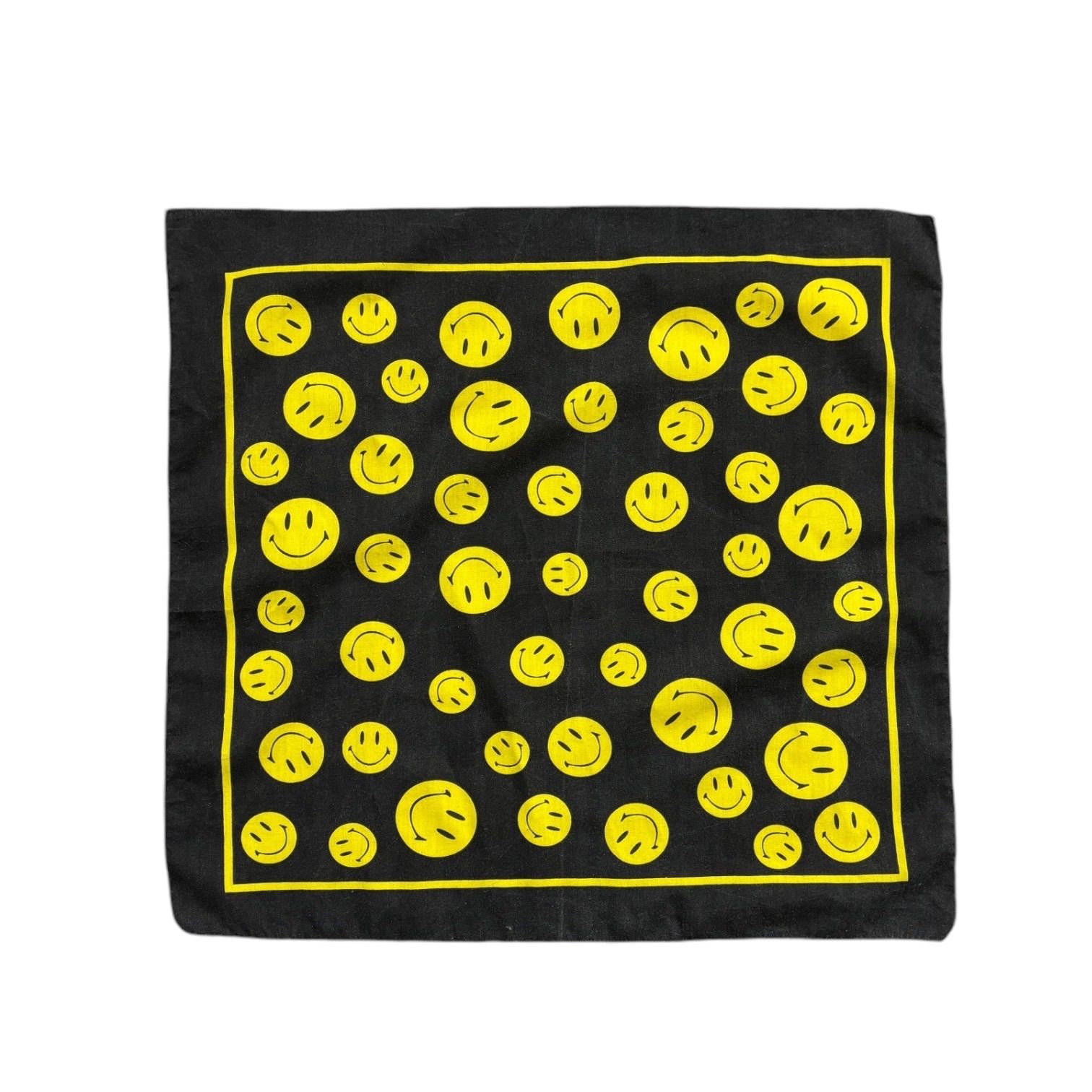 Smiley face pattern cotton black bandanna