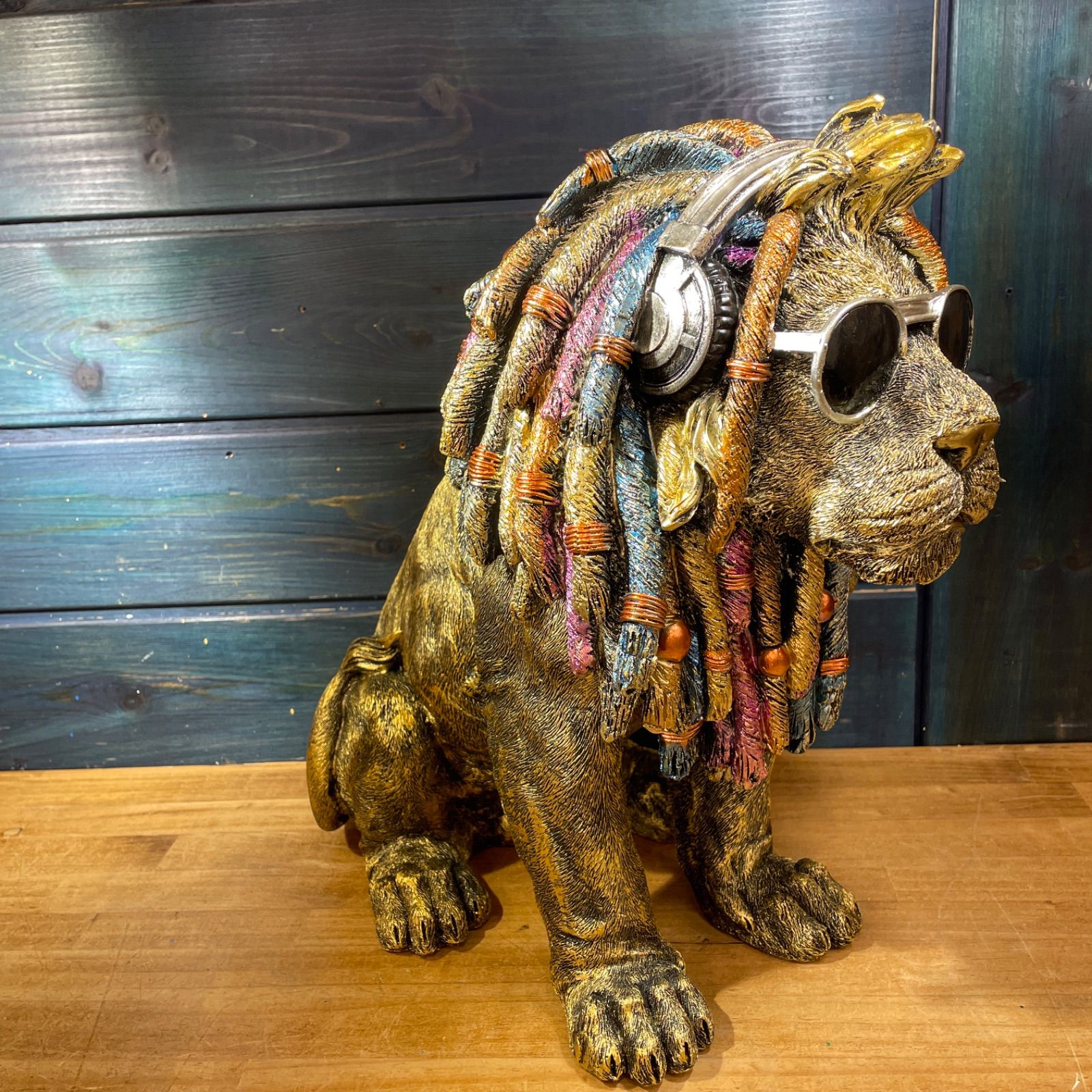 輸入雑貨　北欧　獅子　『ボブ・マーリンのライオン』　モダン　開運置物　縁起物 ライオン オブジェ 置物 ゴールド 風水 金運 縁起物 – 輸入家具