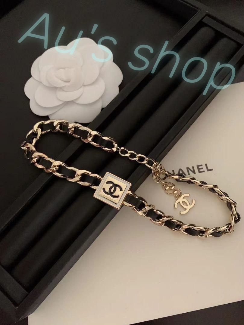 CHANEL シャネル ココマーク レザーチェーン チョーカー ネックレス