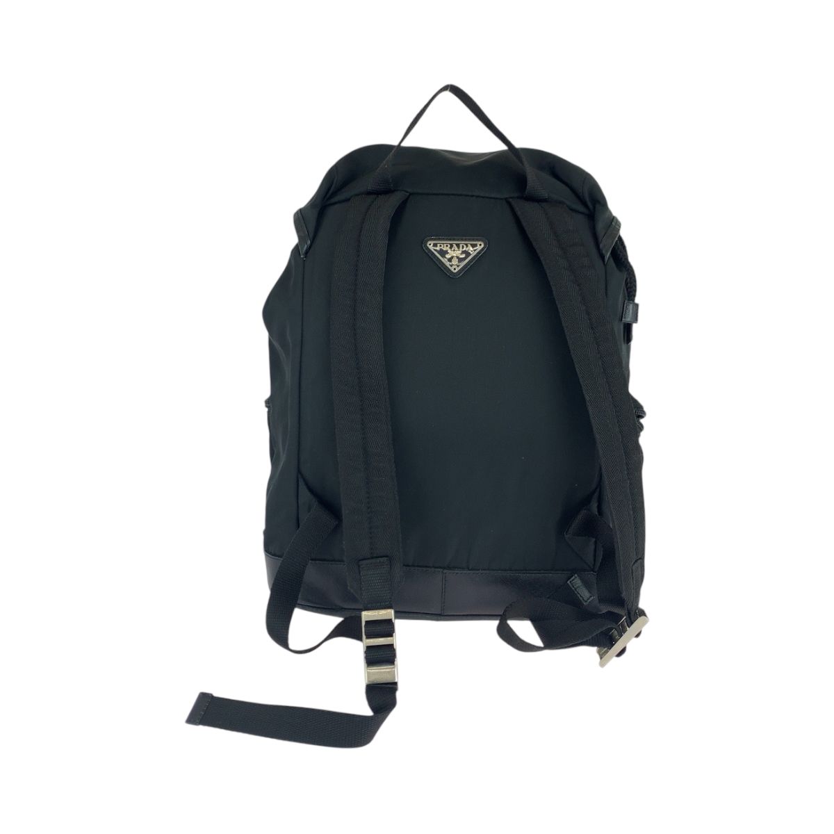 美品 PRADA プラダ テスート 三角ロゴプレート ブラック 黒 シルバー 