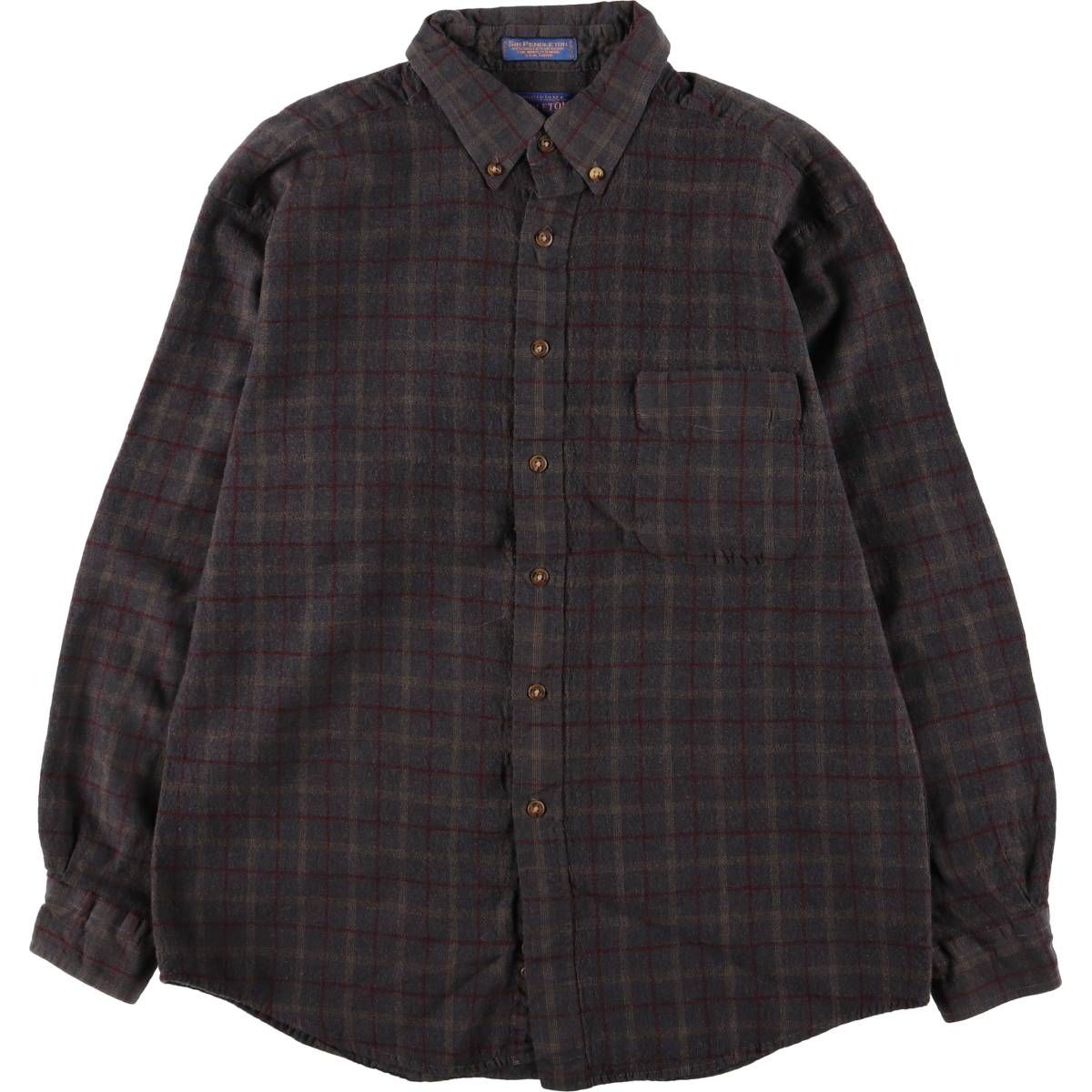 古着 00年代 ペンドルトン PENDLETON SIR PENDLETON チェック柄 ボタンダウン 長袖 ウールシャツ レディースL相当|eaa587817