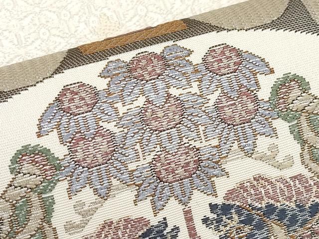 平和屋本店□極上 本場筑前博多織 八寸名古屋帯 四天王文 逸品 未使用  