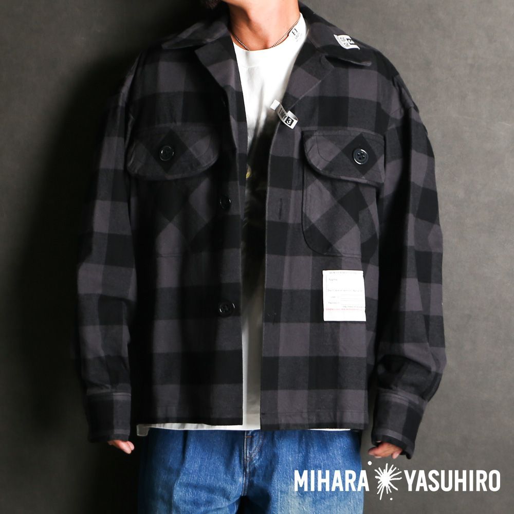 【Maison MIHARA YASUHIRO/メゾン ミハラヤスヒロ】Amateur Sewn Like Check Shirt - GRAY / ワイドシルエット チェックシャツ / A15SH086【送料無料】