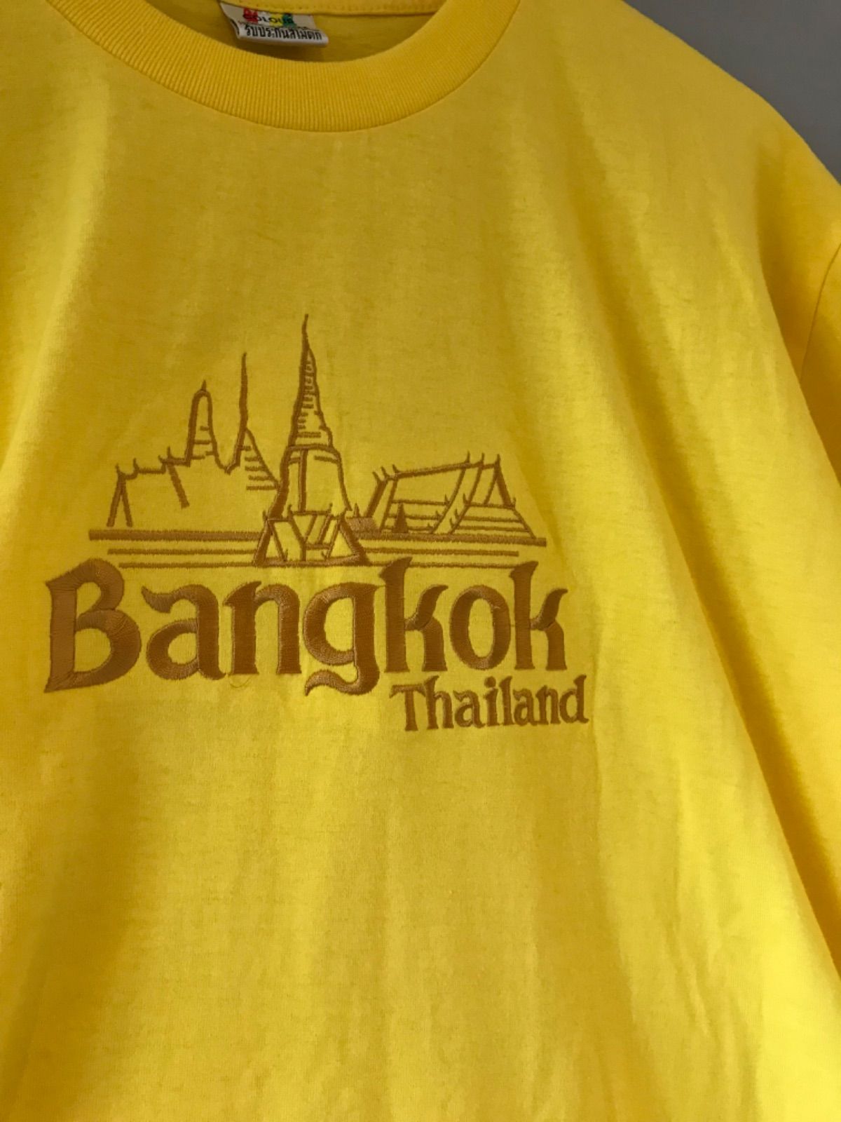 タイ Thailand 刺繍 Tee Tシャツ Bangkok バンコク 黄 イエロー サイズ