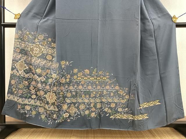 平和屋着物○訪問着 手描き 草花間道 暈し染め 金彩 やまと金