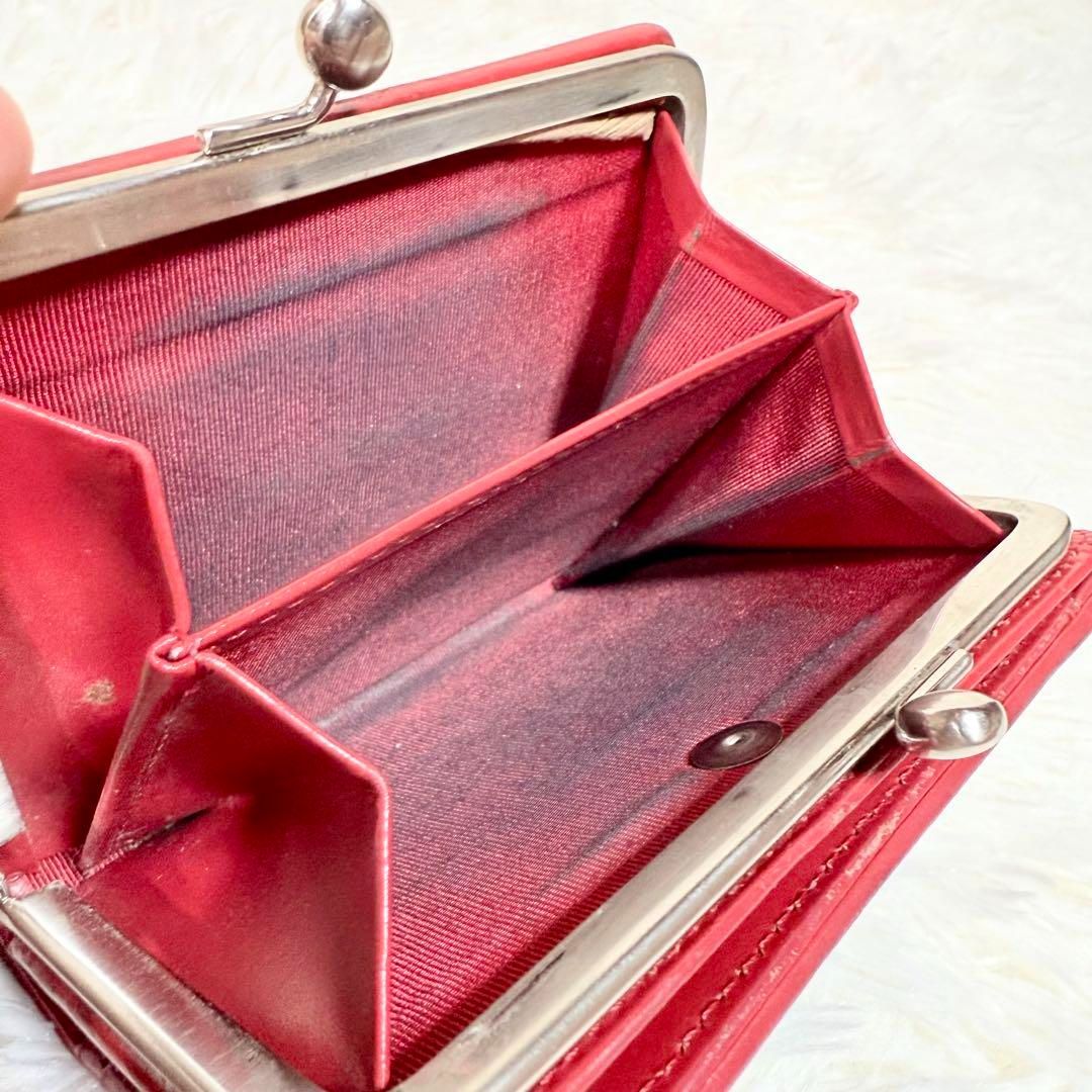 アニエスベー ウォレット 二つ折り財布 がま口 レザー 牛革 ライトグレー