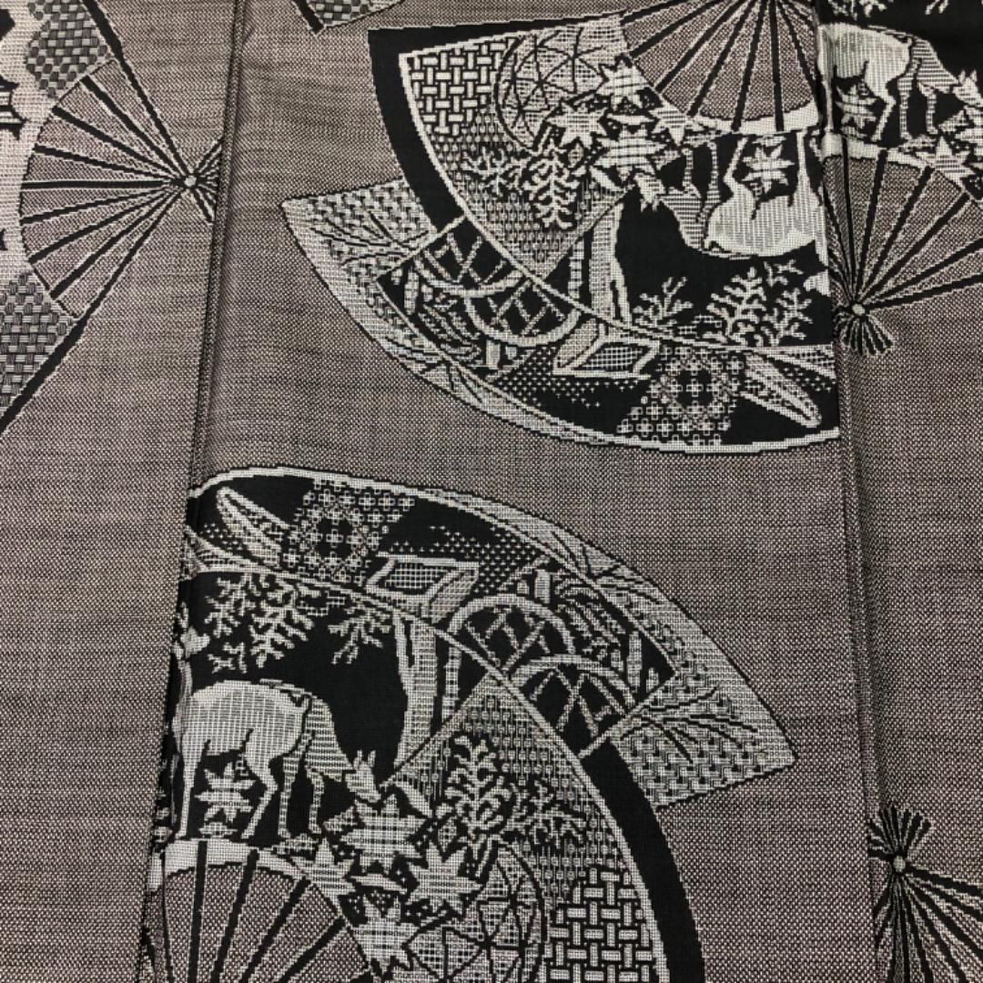 扇子模様 茶泥染