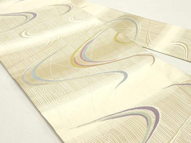 平和屋着物●九寸名古屋帯 流水横段文 正絹 DAAY0158ob