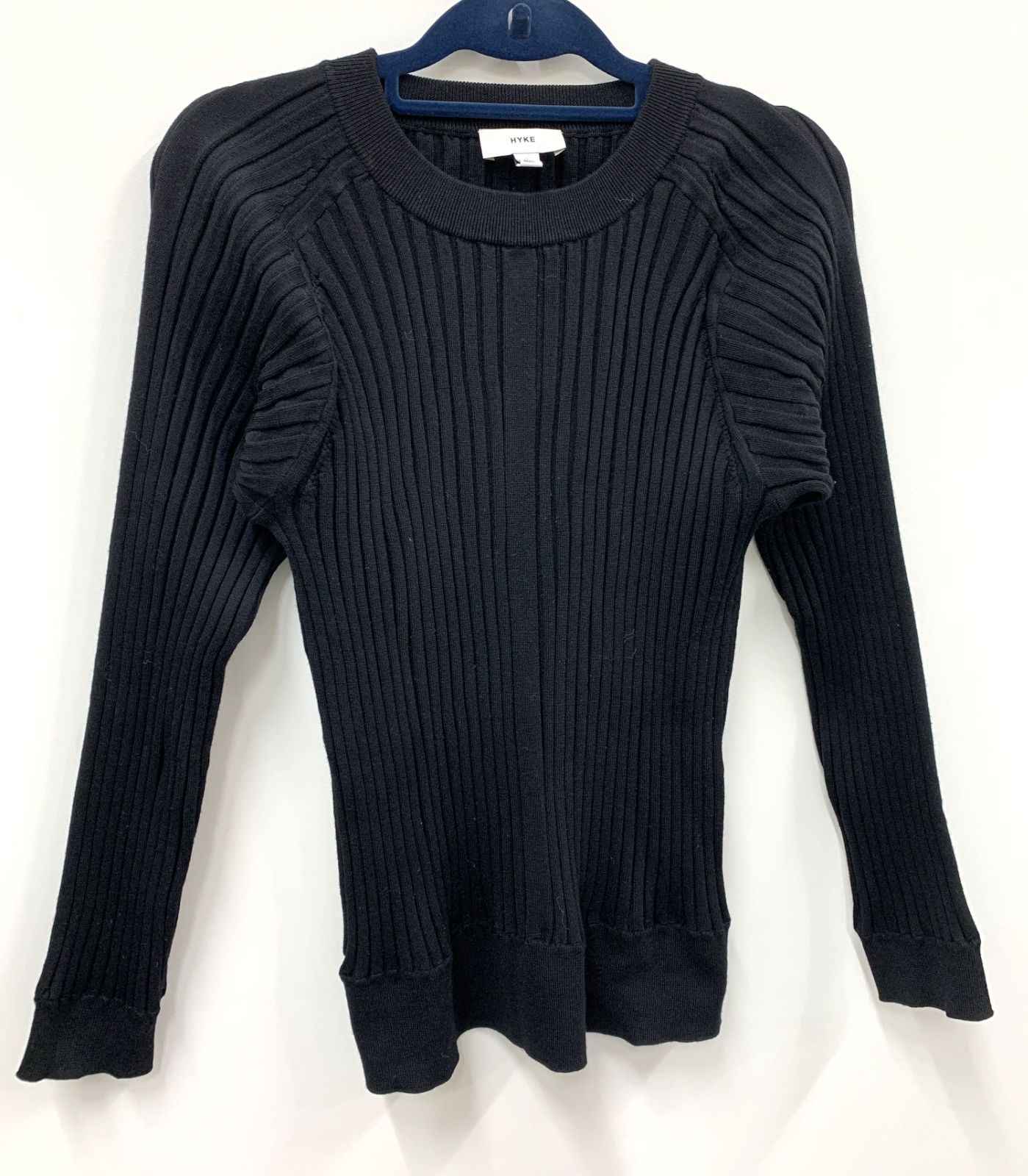 美品 HYKEハイク WIDE RIBBED SWEATER 長袖ニット サイズ1 黒