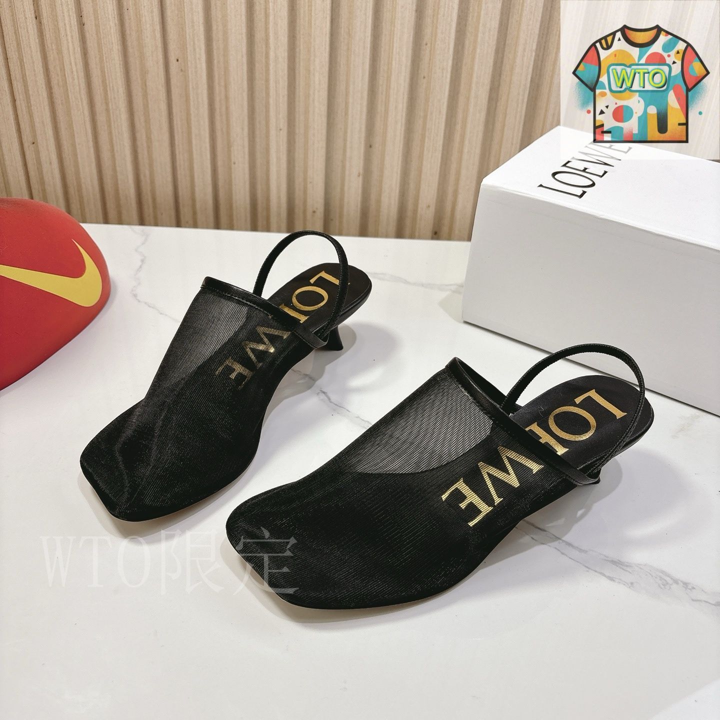 LOEWE サンダル LOEWE ロエベ メッシュ ハイヒール スリッパー サンダル03-XV63