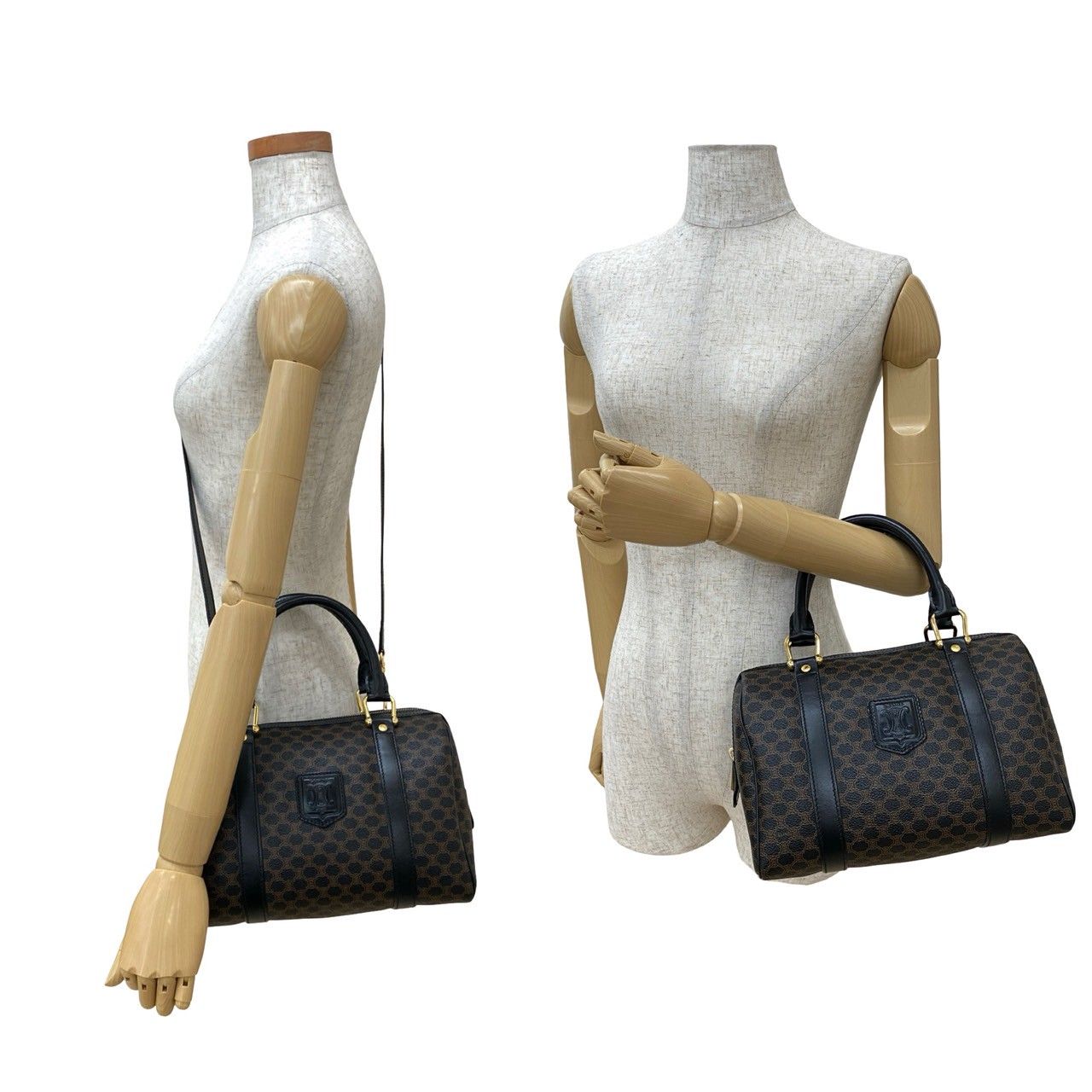 セリーヌ ヴィンテージ ハンドバッグ マカダム ブラック 黒 キャンバス レザー CELINE - 極美品 CELINE セリーヌ ハンドバッグ ワンショルダー