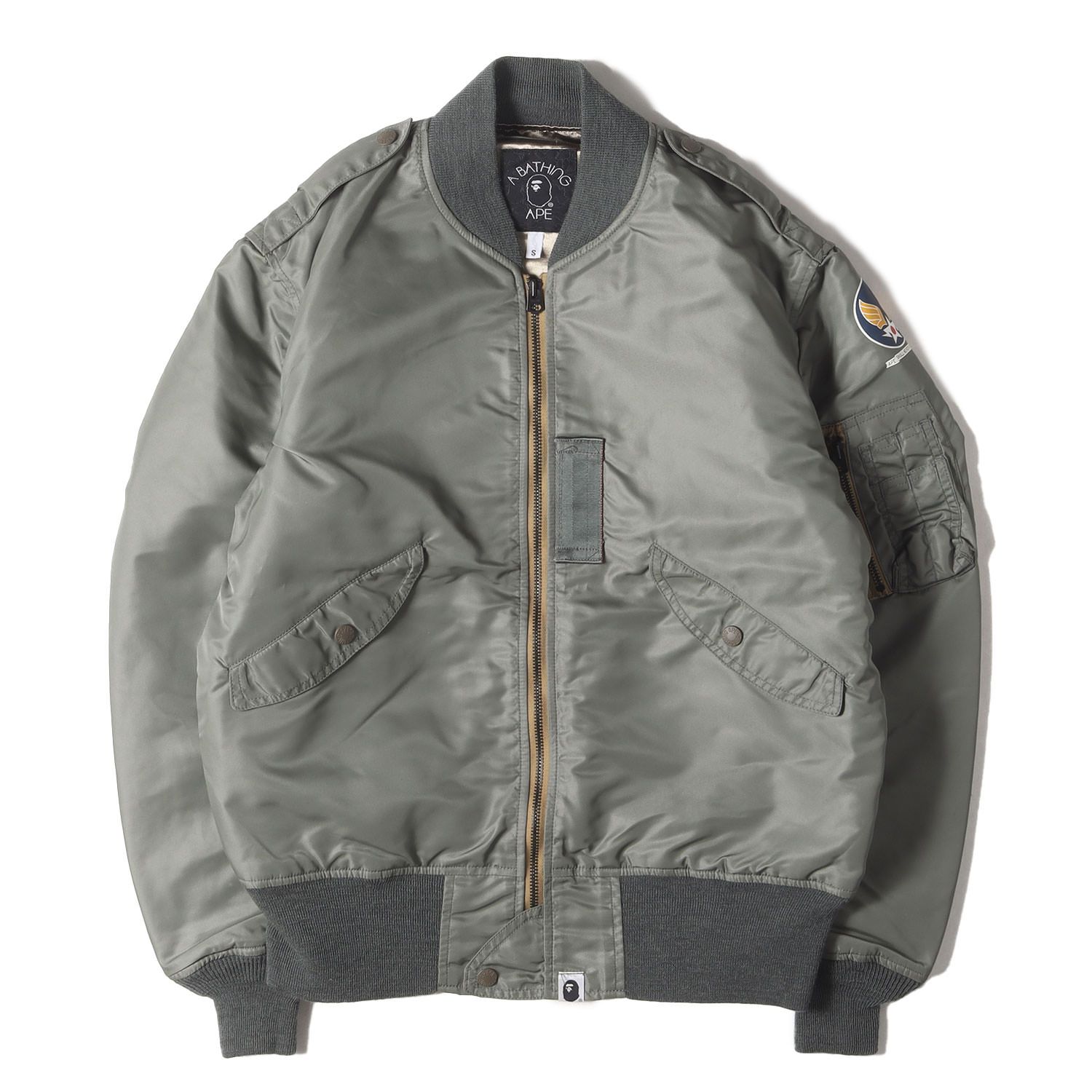 A BATHING APE ア ベイシング エイプ ジャケット セージグリーン サイズ S 00s THE REAL McCOYS ウイングロゴ L-2B フライトジャケット 00年代 アーカイブ メンズ