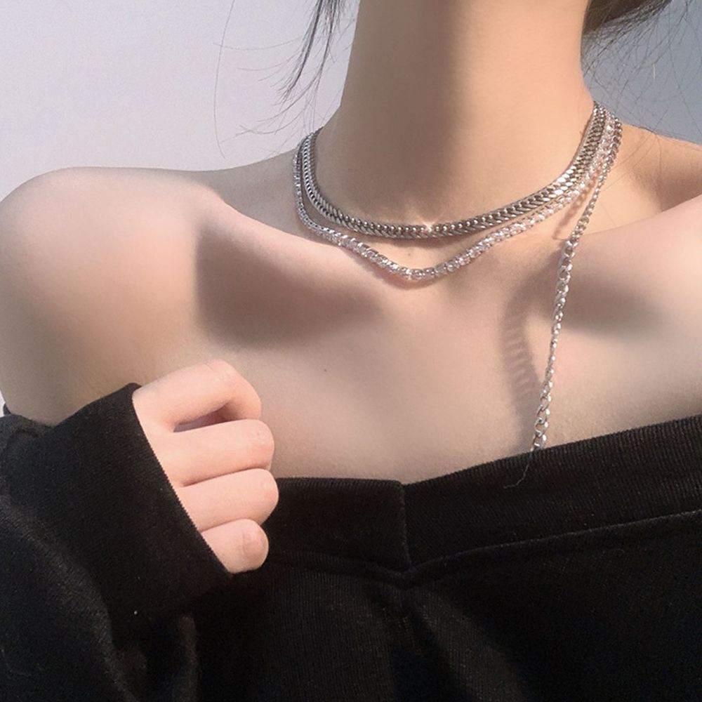 チェーンネックレス レディース 2連 おしゃれ ストリート風