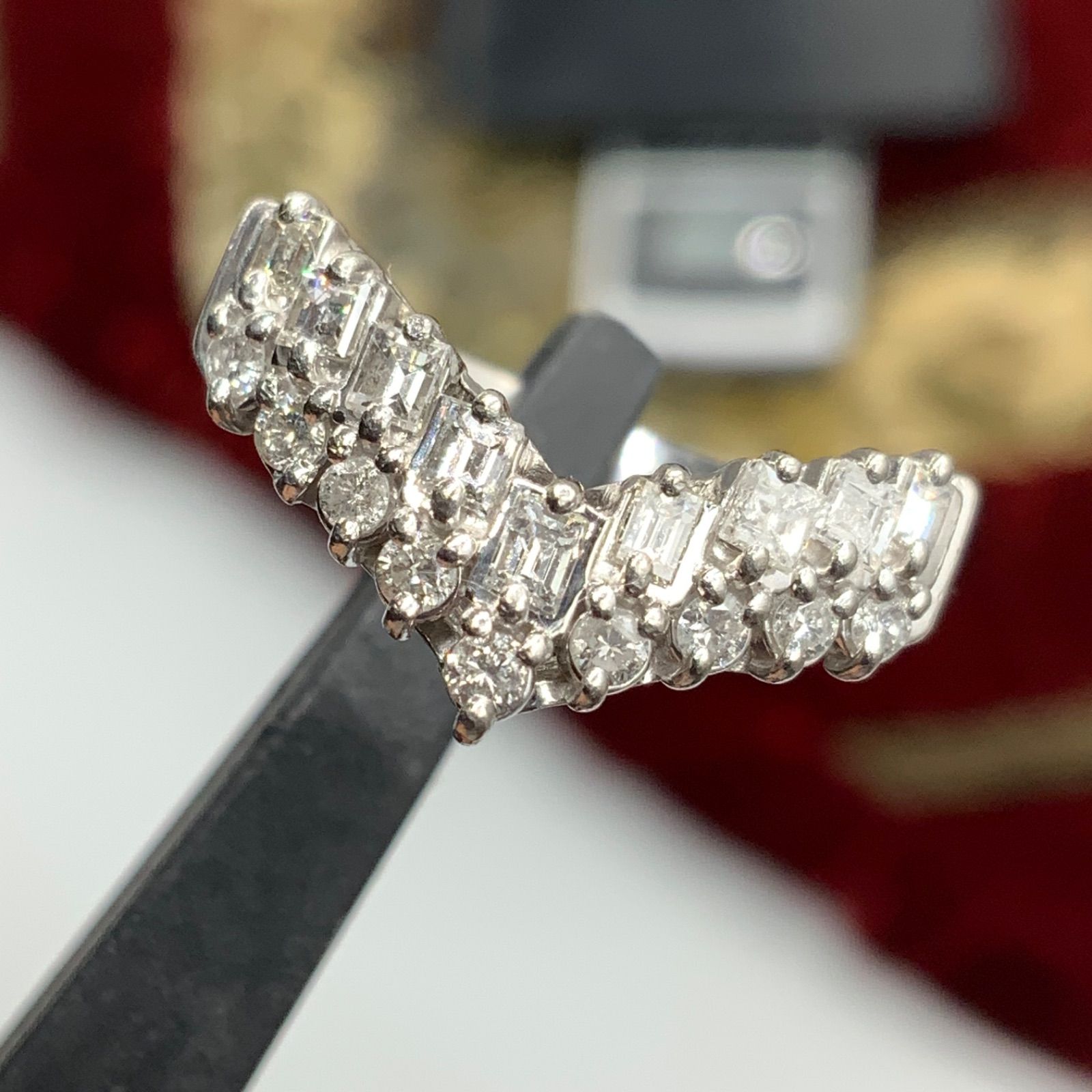 ダイヤモンド V型 リング pt900 5.3g 約12号 - メルカリ