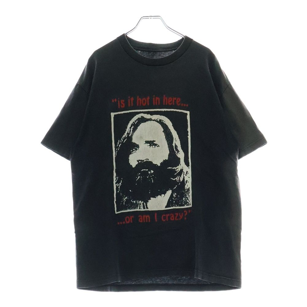 VINTAGE ヴィンテージ 90S Charles Manson Is It Hot In Here Or Am I Crazy チャールズマンソン 半袖Tシャツ ブラック