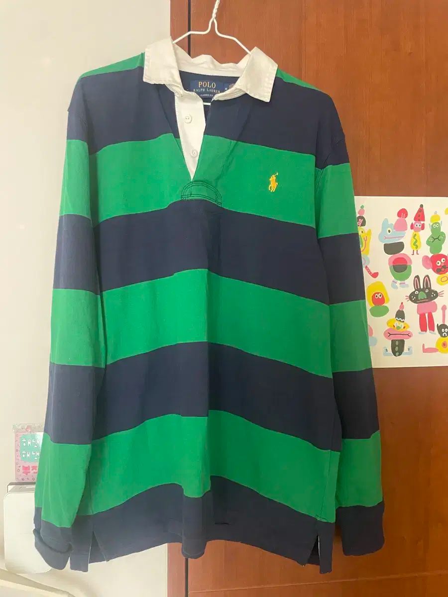 ポロラルフローレン ラグビーシャツ M グリーン ネイビー