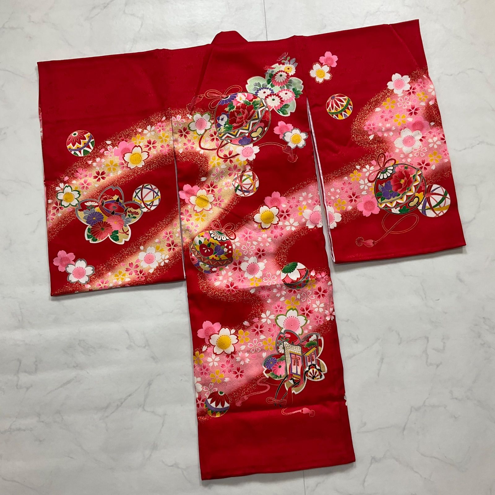 ◆kimono+one◆美品◆産着◆お宮参り◆3歳用◆正絹◆子供着物◆長襦袢付き◆七五三◆女の子着物◆七五三お詣り女の子着物こどものひお正月卒業式◆U15