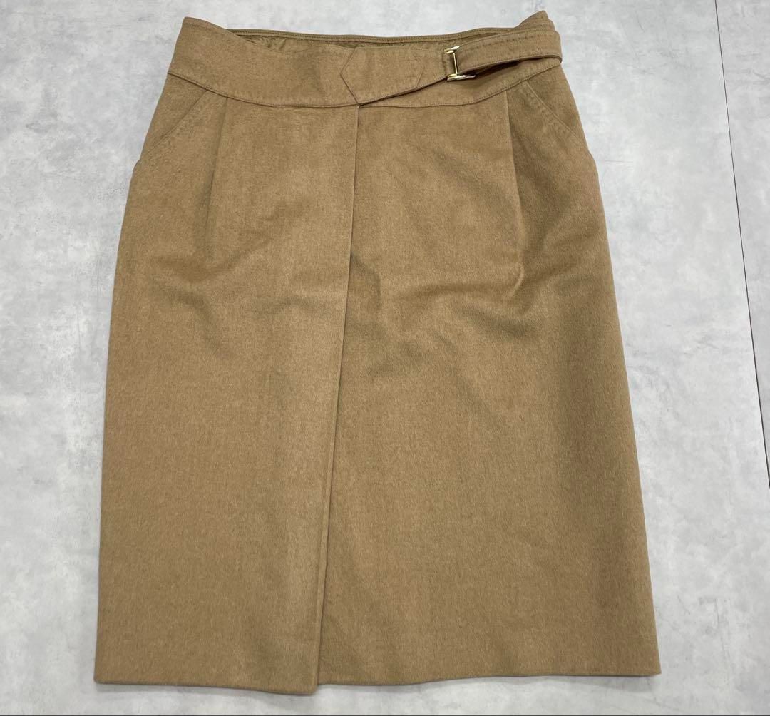 MaxMara マックスマーラ スカート キャメル キャメルヘア イタリア製 ベルト 大きいサイズ 42