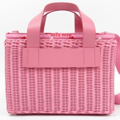 77623 MIUMIU ミュウミュウ カゴバッグ 18年製 花柄 2WAY カナパ