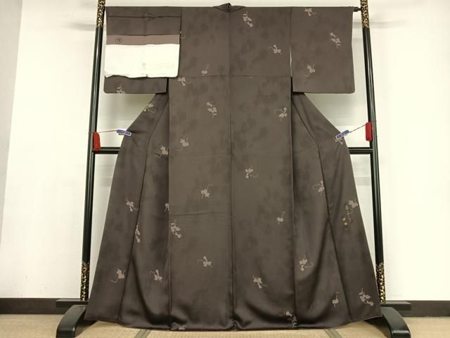 平和屋着物●風綺絽　小谷輝鱗　小紋　瓢箪　丹後ちりめん　反端付き　正絹　逸品　AAAX0340np 平和屋着物○風綺絽 小谷輝鱗 小紋 瓢箪 丹後ちりめん 反端付き 正絹