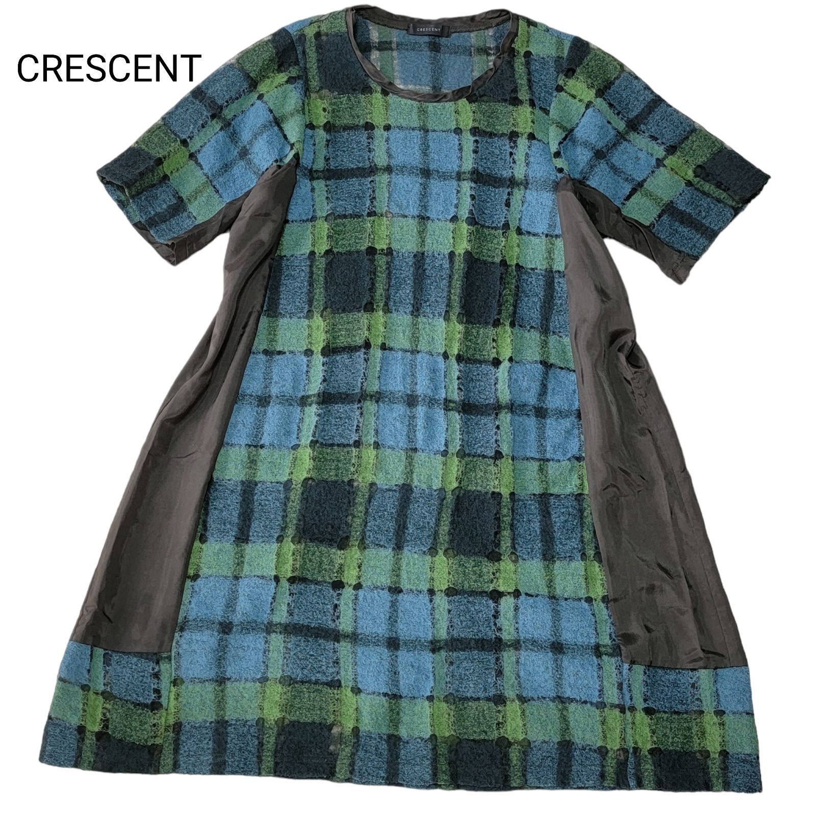 CRESCENT クレッシェント　ワンピース チュニック　異素材ミックス　M CRESCENT クレッシェントワンピース チュニック異素材ミックスM
