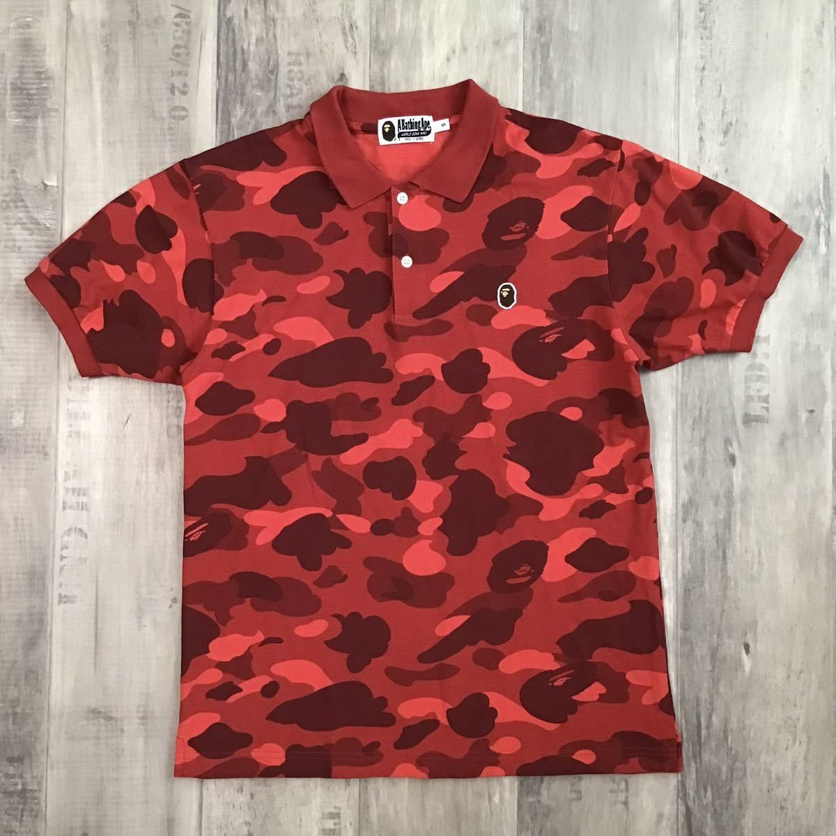 Red camo APE HEAD LOGO ポロシャツ Sサイズ a bathing ape BAPE