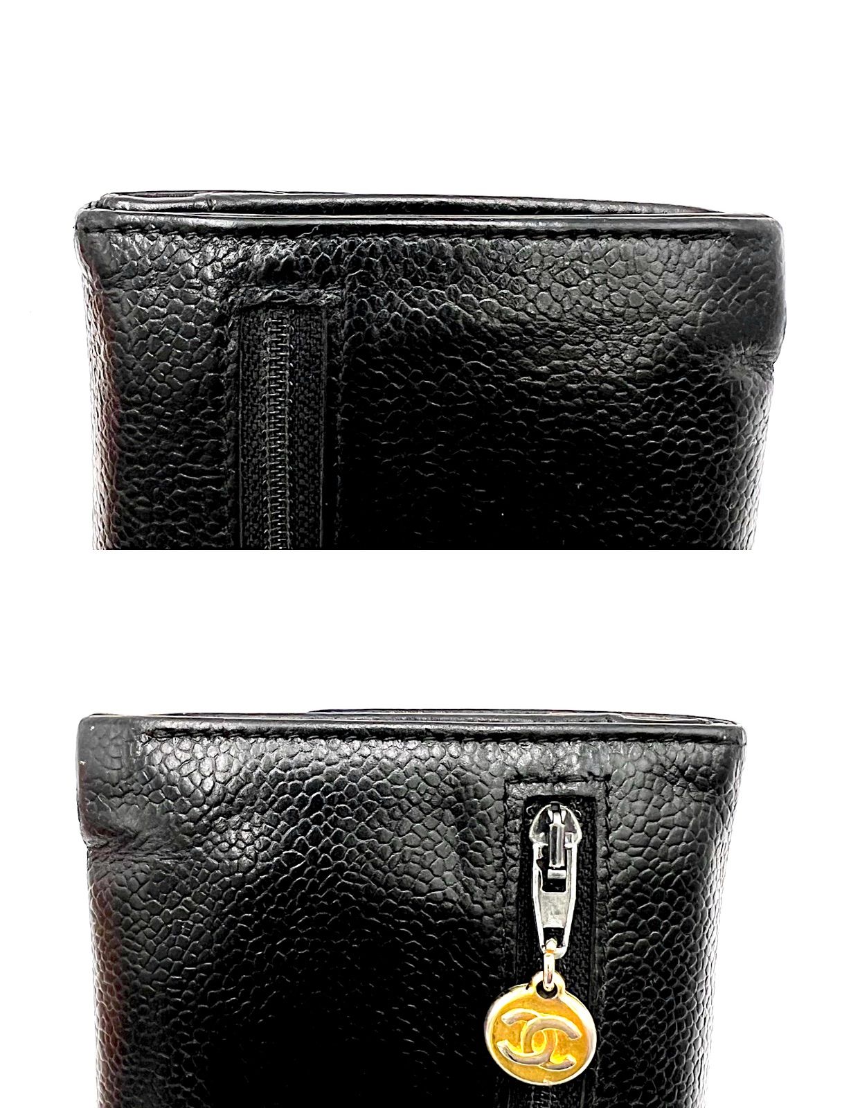 CHANEL シャネル 二つ折り キャビアスキン デカココ 財布 CHANEL シャネル 二つ折り キャビアスキン デカココ 財布
