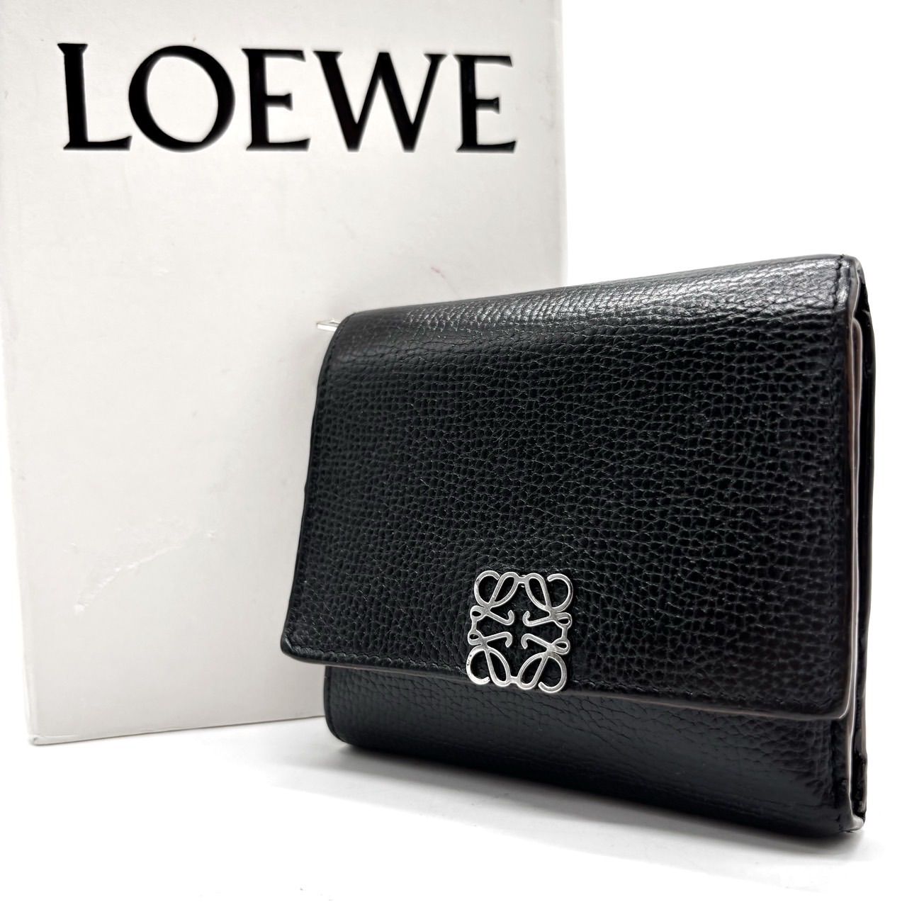 Trifold wallet in soft grained calfskin Black - LOEWE
