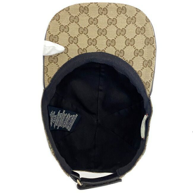 グッチ キャップ ベージュ ブラウン シェリー 200035 美品 Mサイズ 