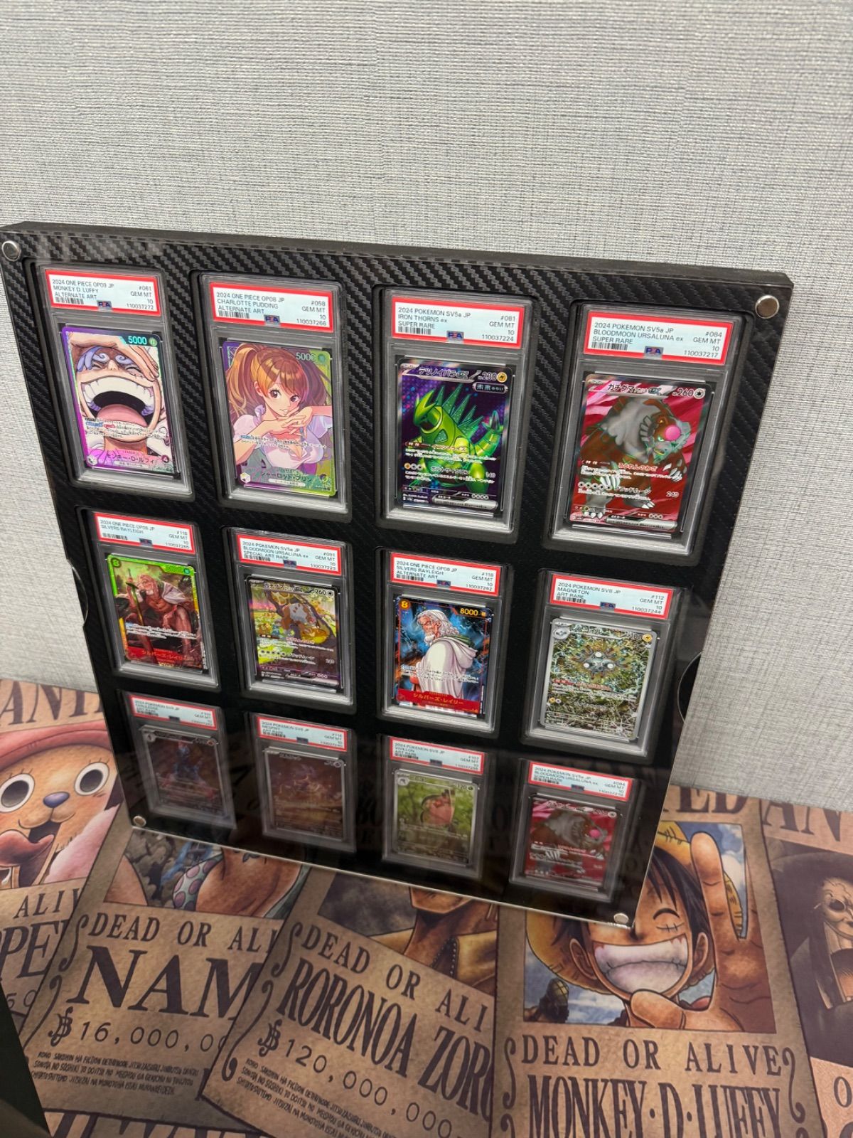 PSA12枚用 ディスプレイケース アクリルカバー付き PSA鑑定用 鑑賞 収納 保管 ポケモンカード ワンピースカード トレーディングカード