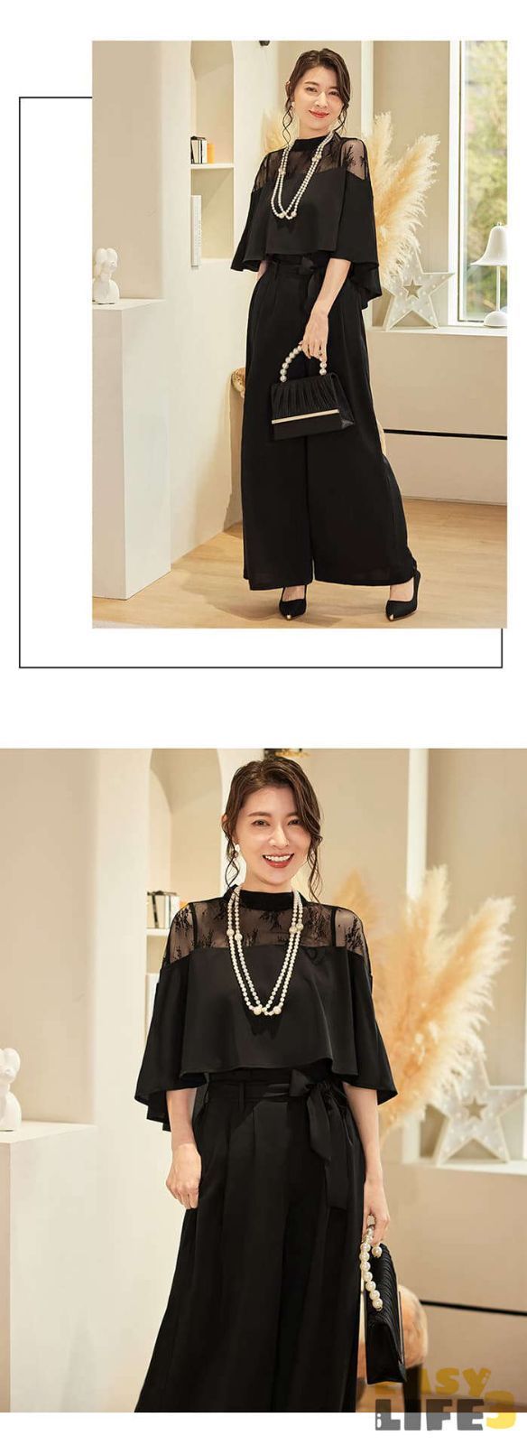 ブラック 結婚式 パンツドレス セットアップ フォーマル スーツ