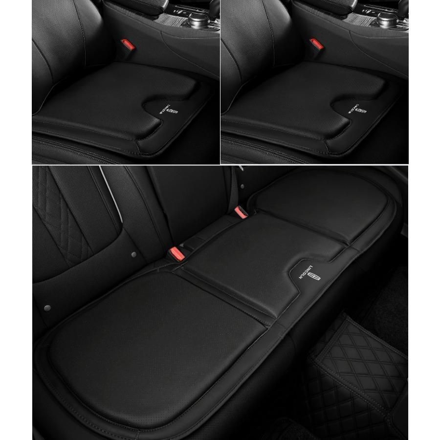 【新品未使用】リンカーン Lincolnブラックシートクッション カーシートカバー 座布団2点+車の後席1点 座席クッション 車用シート保護 滑り止め ナッパレザー aadl qtm