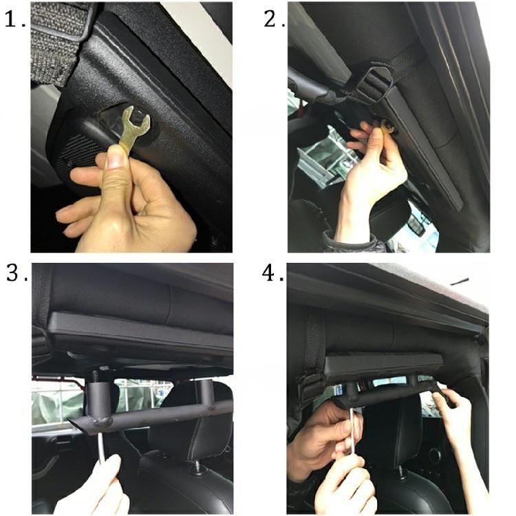 ジープ ラングラー JK 用 フロント＆リア ドアハンドル ルーフハンドル アルミ製 ブラック カスタムパーツ 10.09